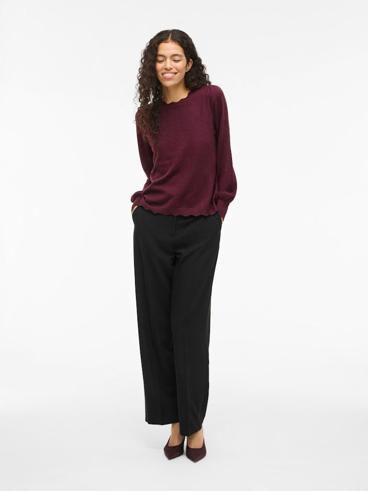 Viemi O-neck L/s Knit Top/tes - Bordeaux