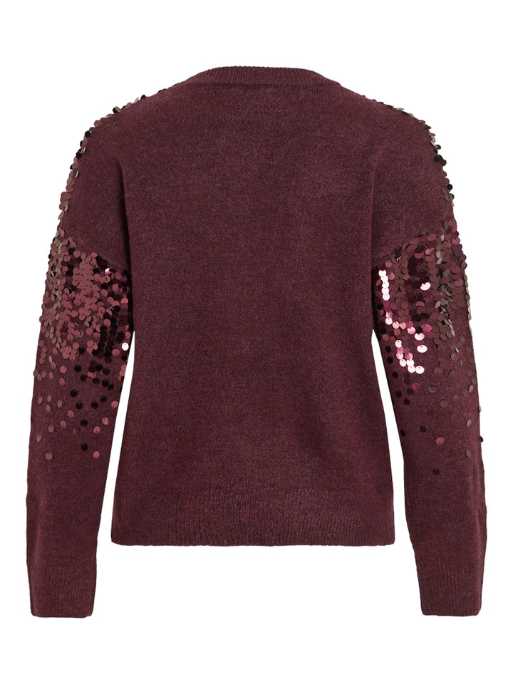 Visiquin O-neck L/s Glitter Knit Top - Bordeaux