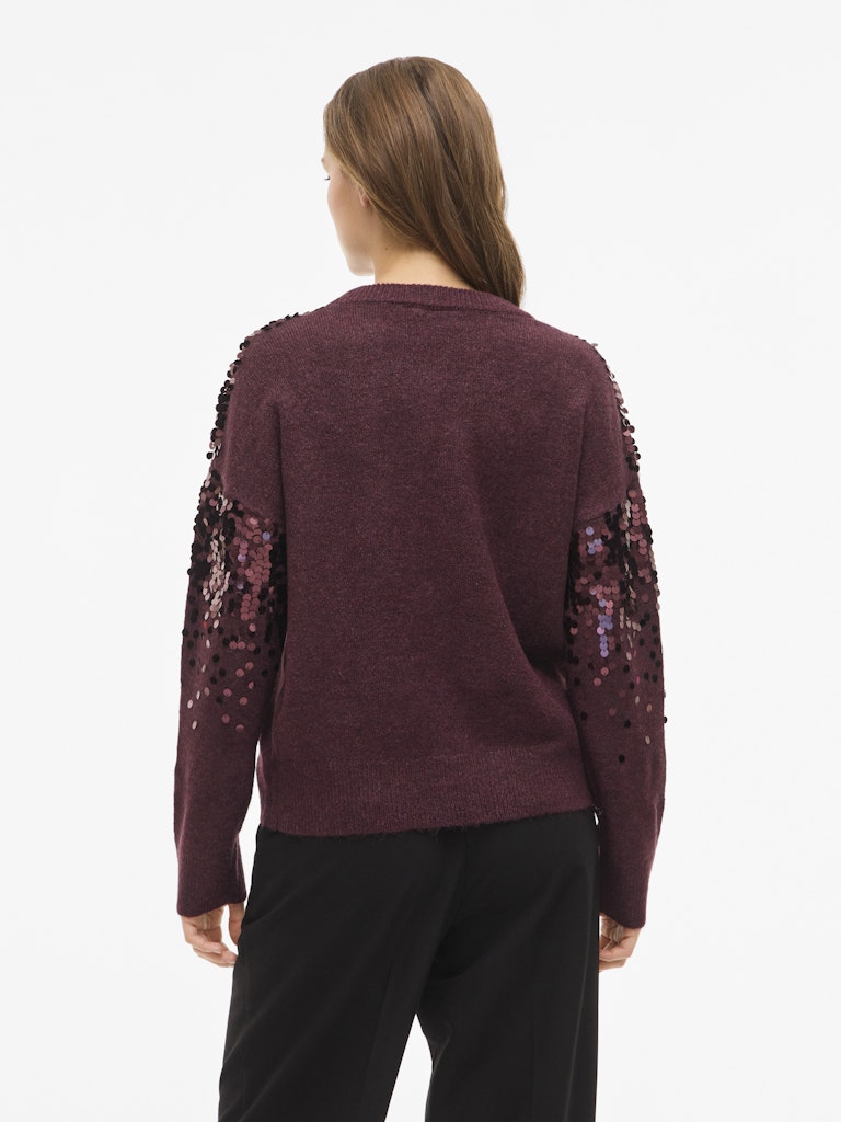 Visiquin O-neck L/s Glitter Knit Top - Bordeaux