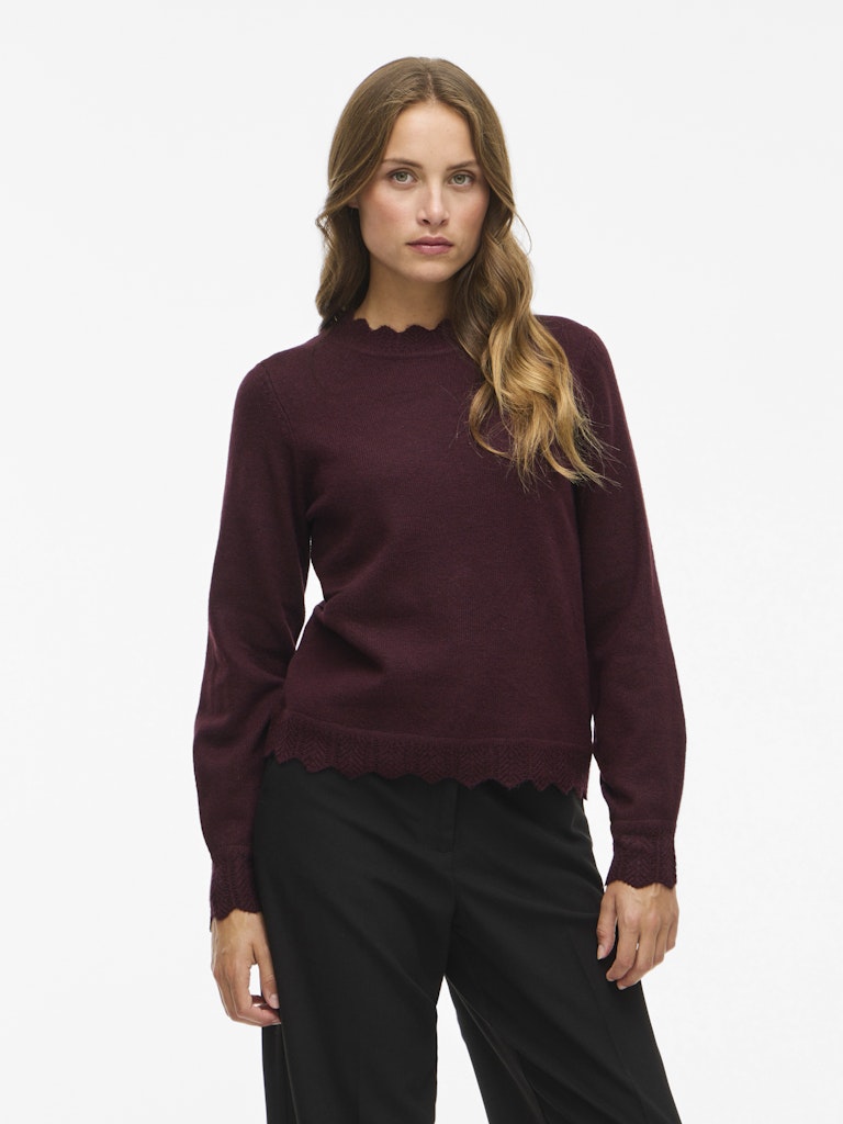 Vinikolina O-neck L/s Knit Top - Noos - Bordeaux