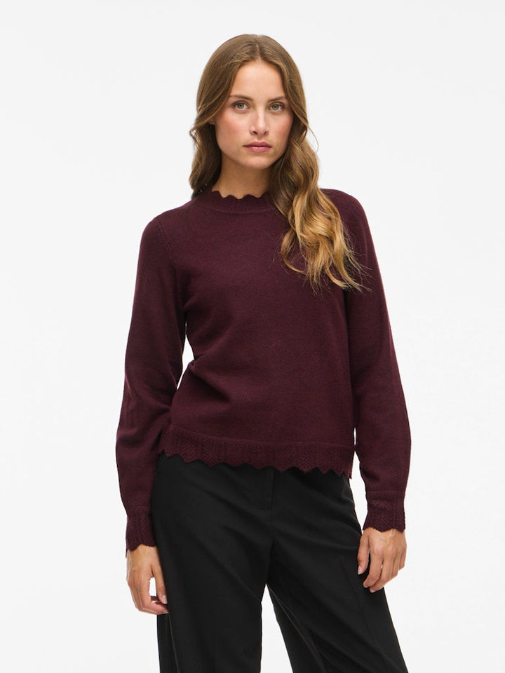 Vinikolina O-neck L/s Knit Top - Noos - Bordeaux