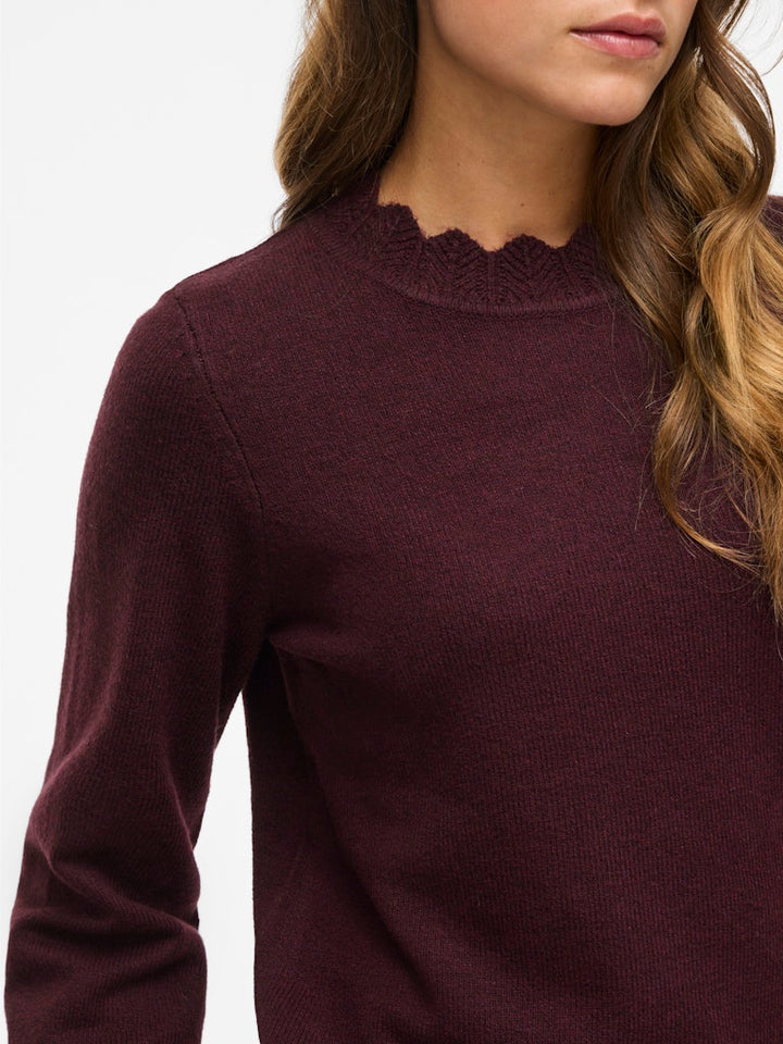 Vinikolina O-neck L/s Knit Top - Noos - Bordeaux