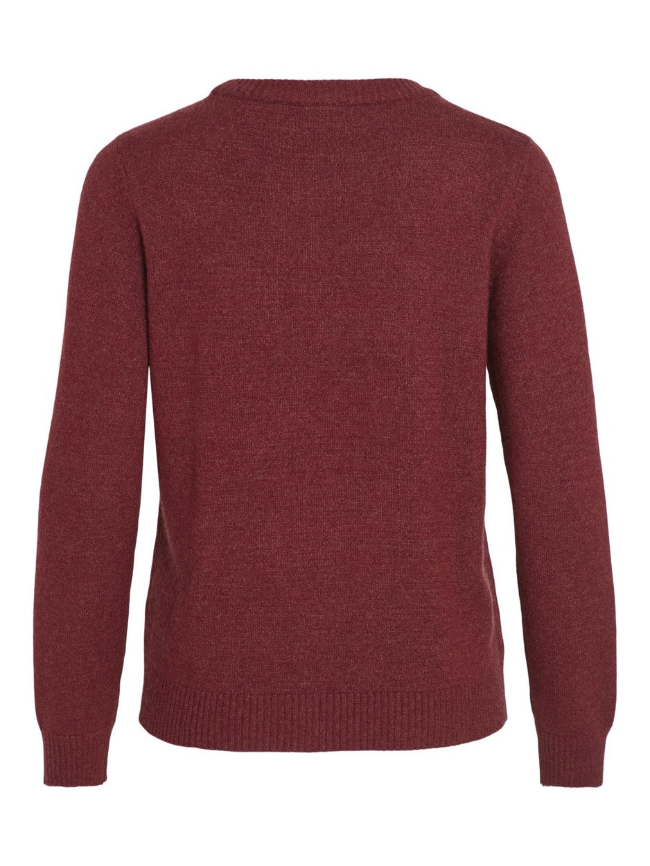 Viril O-neck Ls Knit Top - Bordeaux