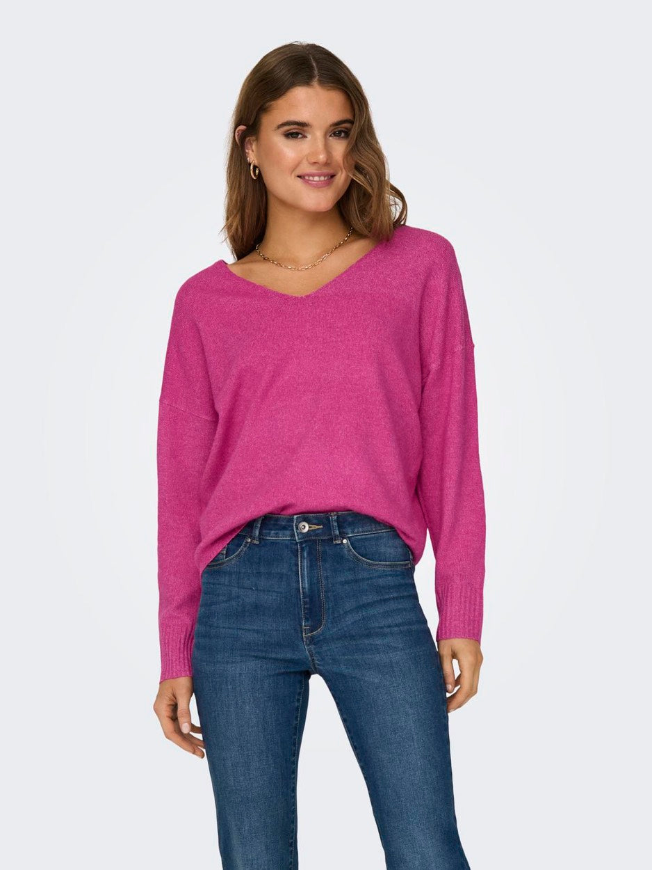 Onlrica Life L/s V-neck Pullo Knt N - Magenta