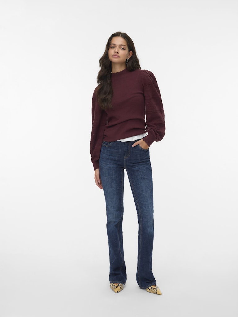 Vmnewlimone Ls Highneck Pullover Boo - Fuchsia