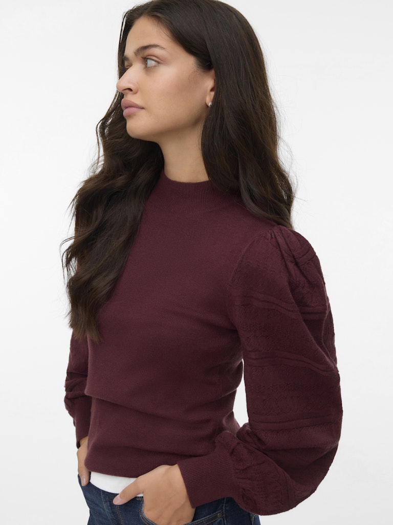 Vmnewlimone Ls Highneck Pullover Boo - Fuchsia