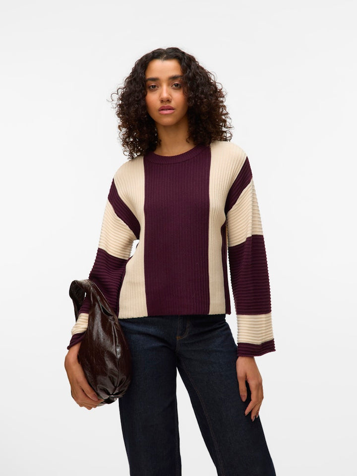 Vmgigi Ls O-neck Pullover Lcs Rep - Paars Dessin