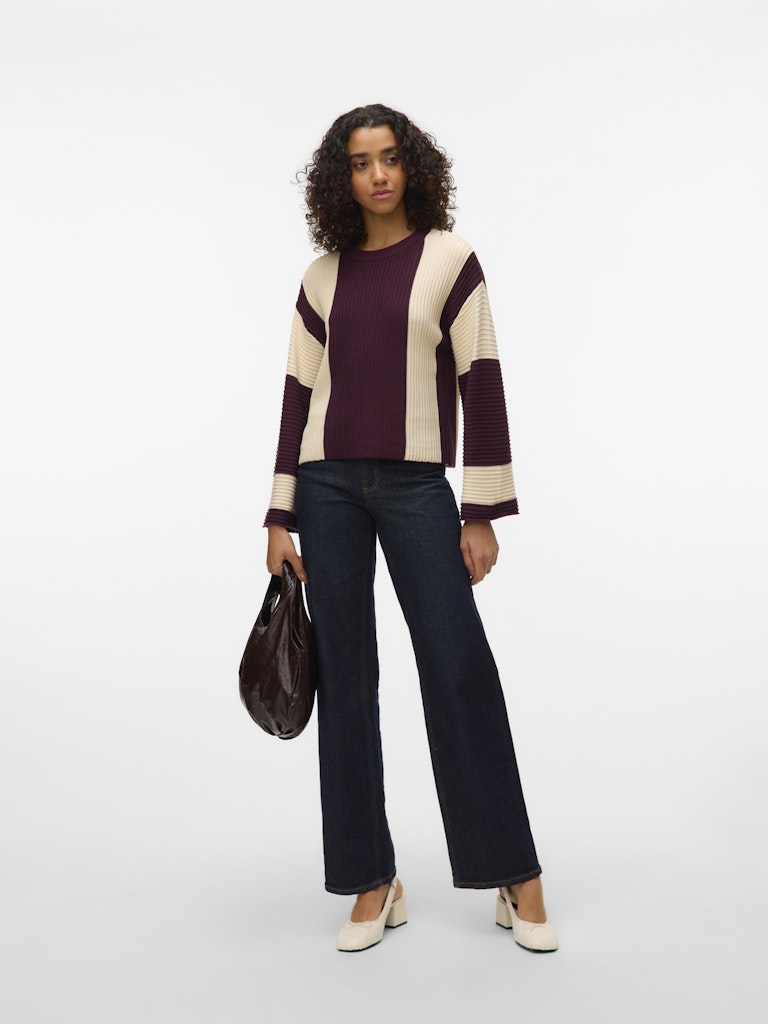 Vmgigi Ls O-neck Pullover Lcs Rep - Paars Dessin