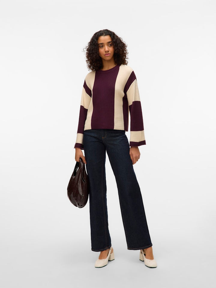 Vmgigi Ls O-neck Pullover Lcs Rep - Paars Dessin