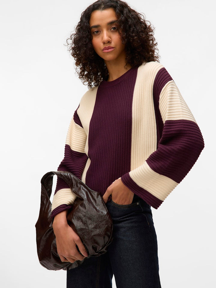 Vmgigi Ls O-neck Pullover Lcs Rep - Paars Dessin