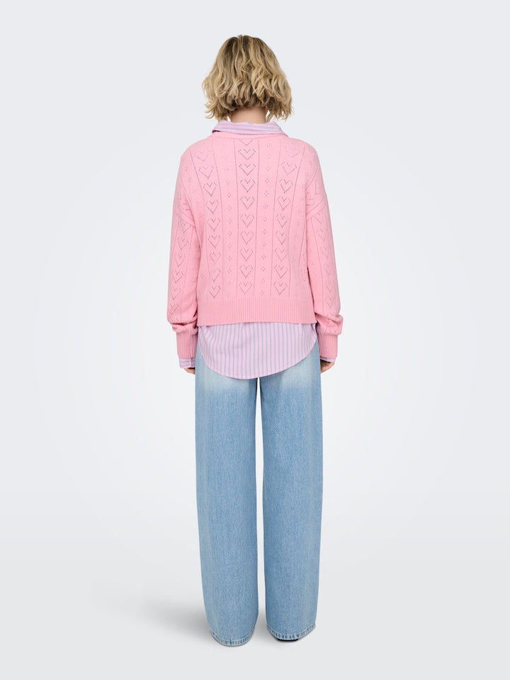 Onlisa Life Ls Struct Boxy Oneck Cc Knt - Roze