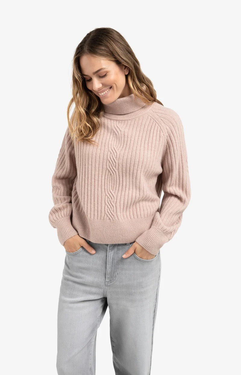 Sweater With Cable Detail - Oud Roze
