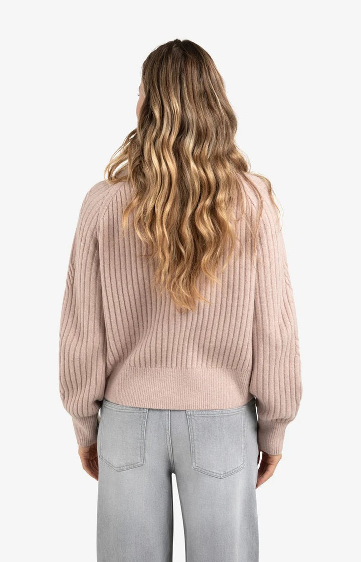 Sweater With Cable Detail - Oud Roze
