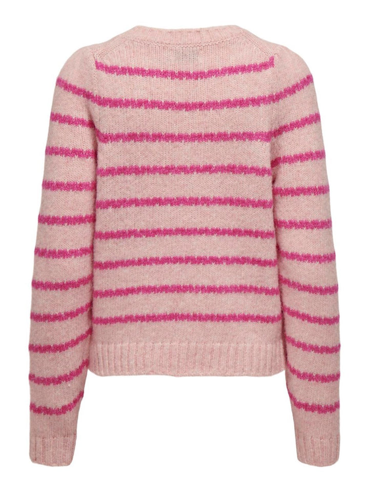 Onlsiloma Life  Stripe Ls O-neck Kn - Roze Dessin