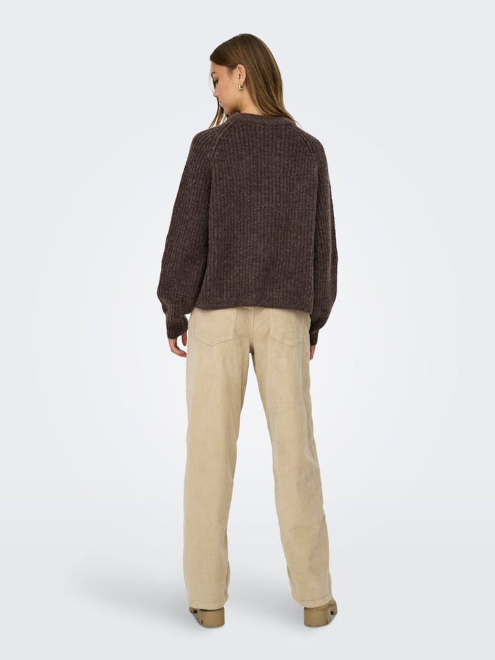 Onlgila Life Ls Structure O-neck Bf Knt - Bruin