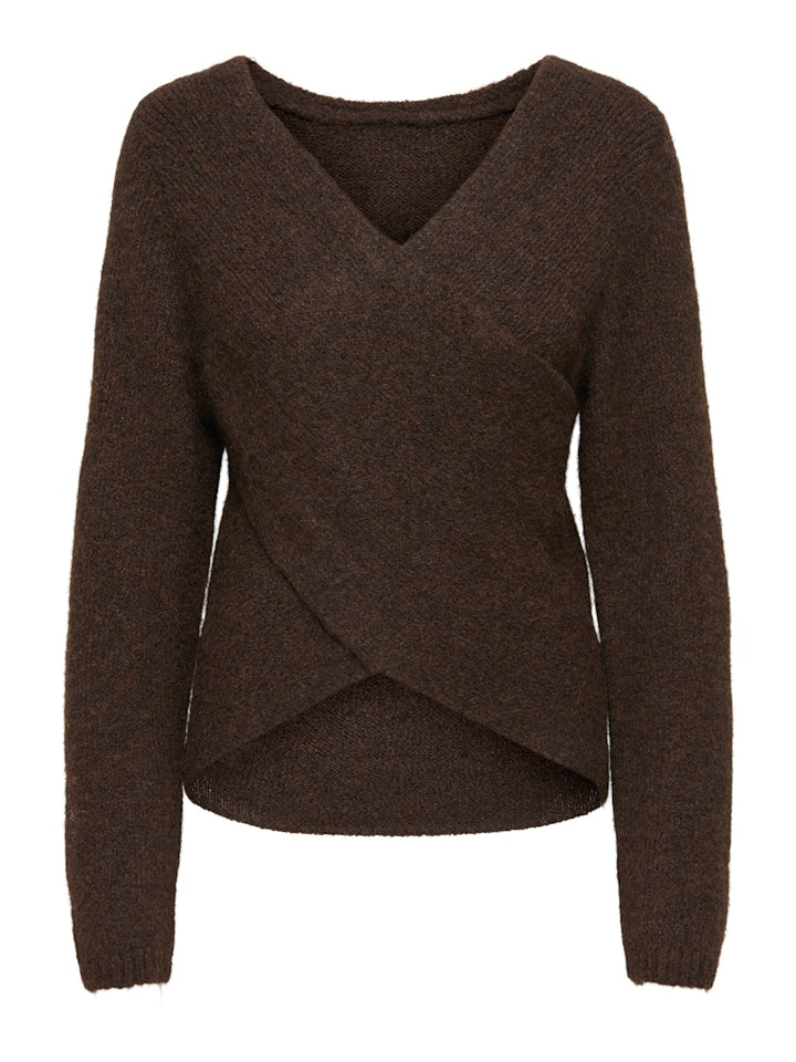 Onlzaggie Life Ls V-necck Reversib Knt - Bruin