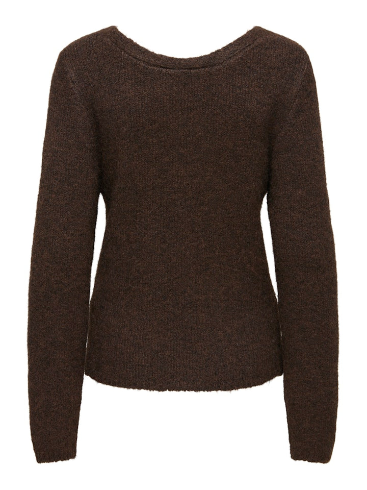 Onlzaggie Life Ls V-necck Reversib Knt - Bruin