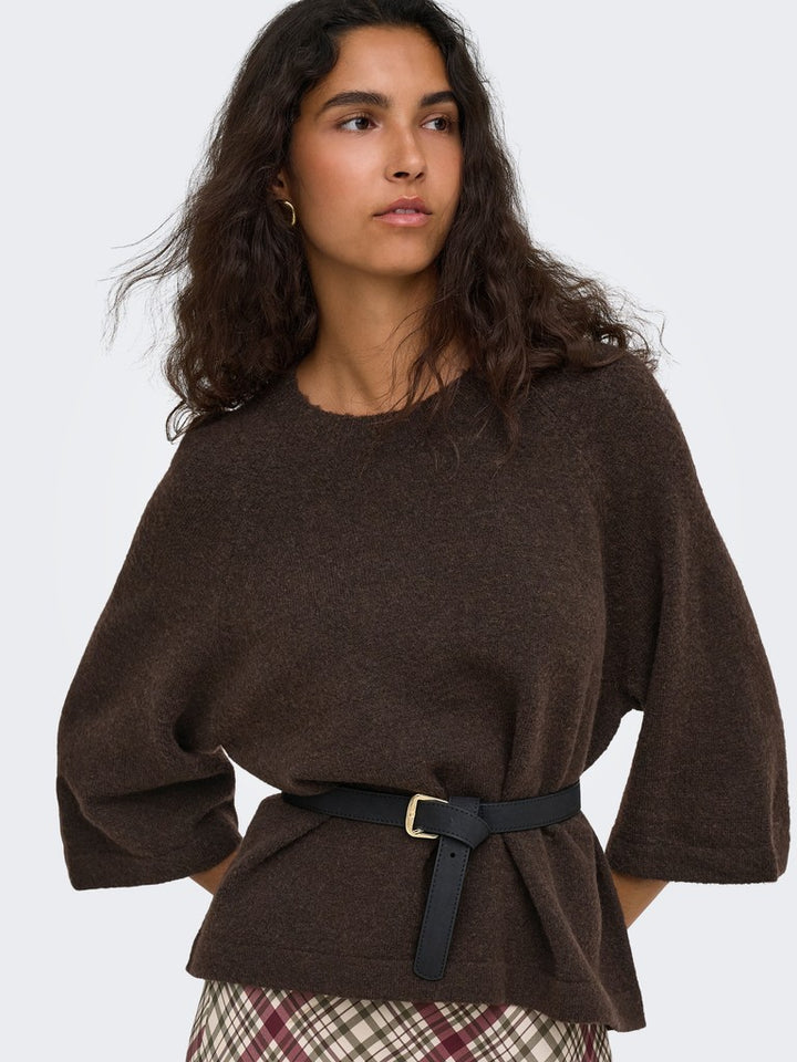 Onlsimoni 3/4 Pullover Knt Noos - Bruin