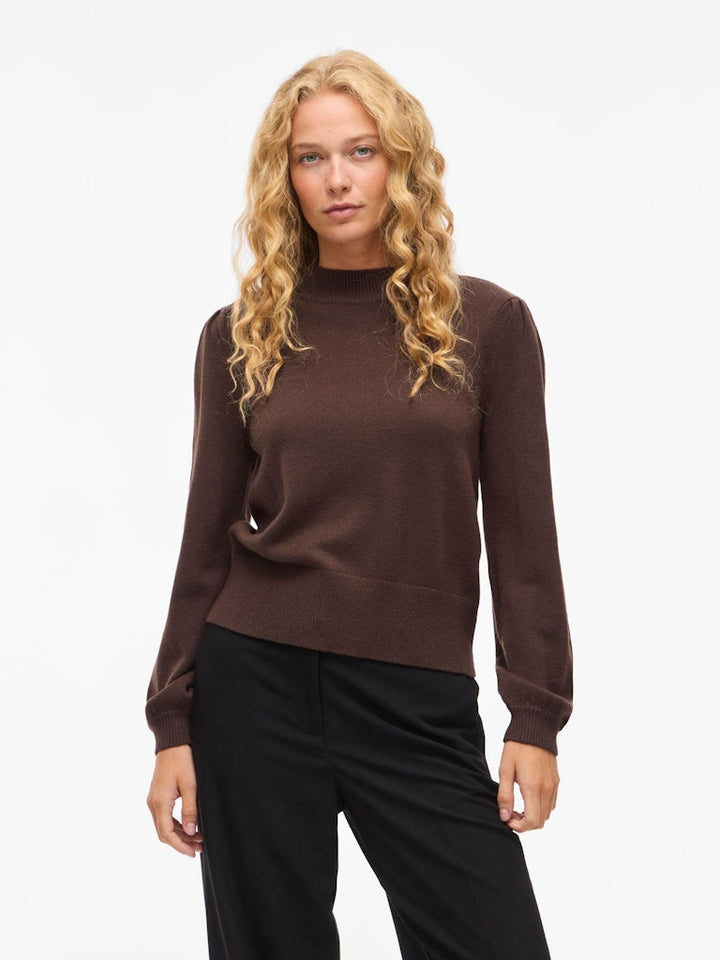 Viril Turtle-nk Balloon L/s Top - Noos - Bruin