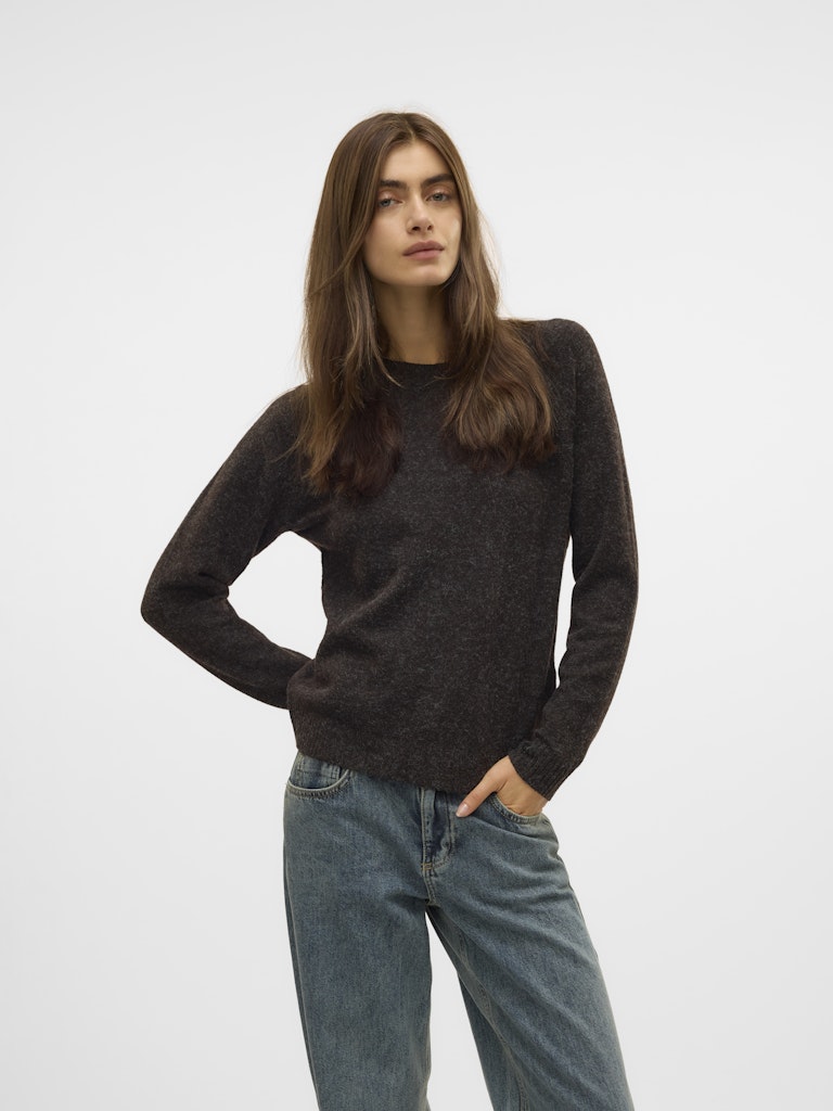 Vmdoffy Ls O-neck Blouse Ga Noos - Bruin Melee