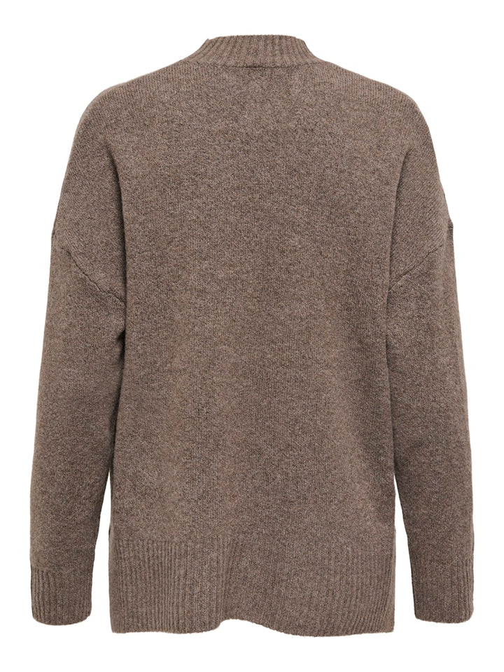 Onlhazel Ls Highneck Overs Pull Knt Noos - Bruin Melee