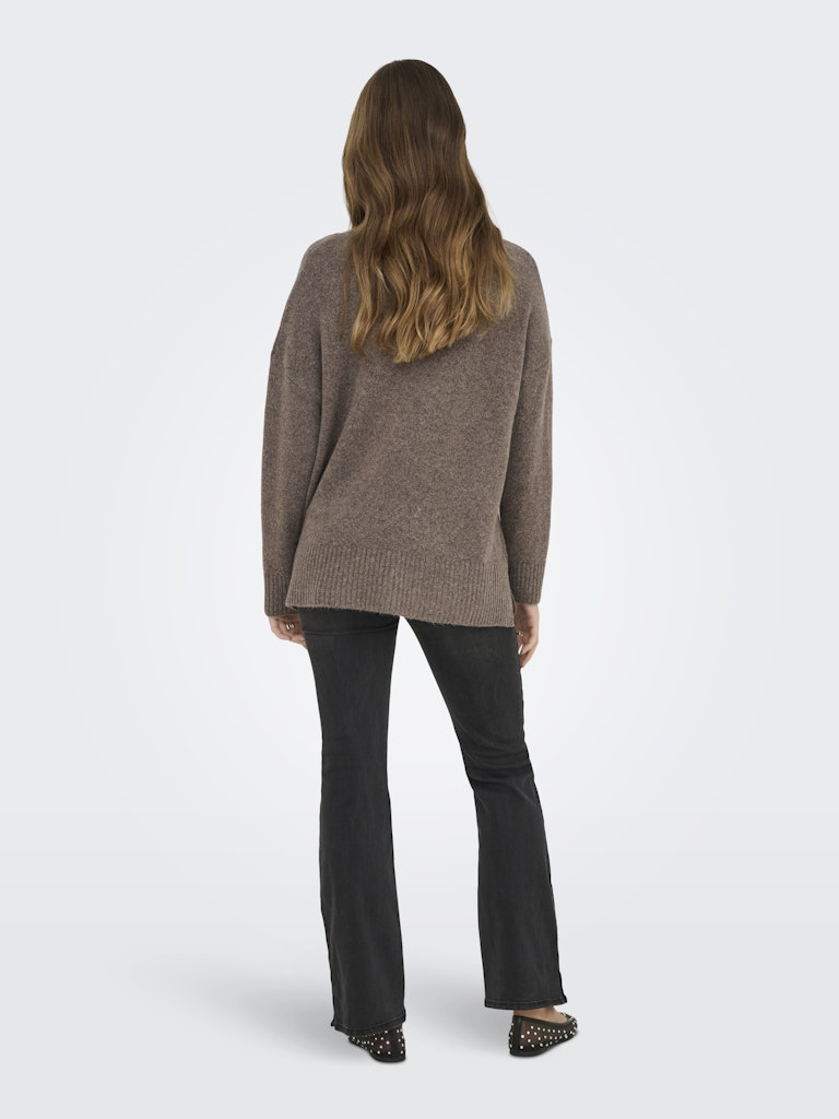 Onlhazel Ls Highneck Overs Pull Knt Noos - Bruin Melee
