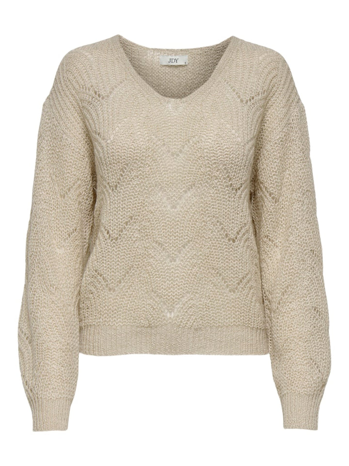 Jdybadut L/s V-neck Struc Glitt Pull Knt - Bruin Dessin