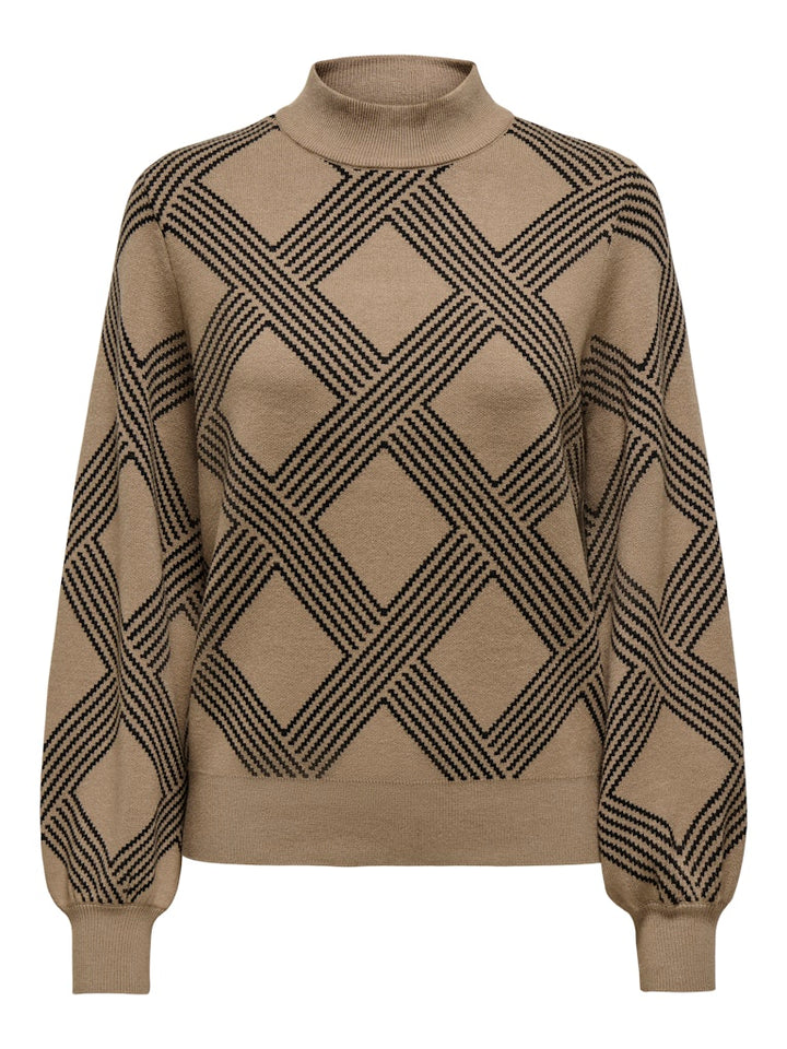 Onlanny Ls Jq O-neck Knt - Bruin Dessin