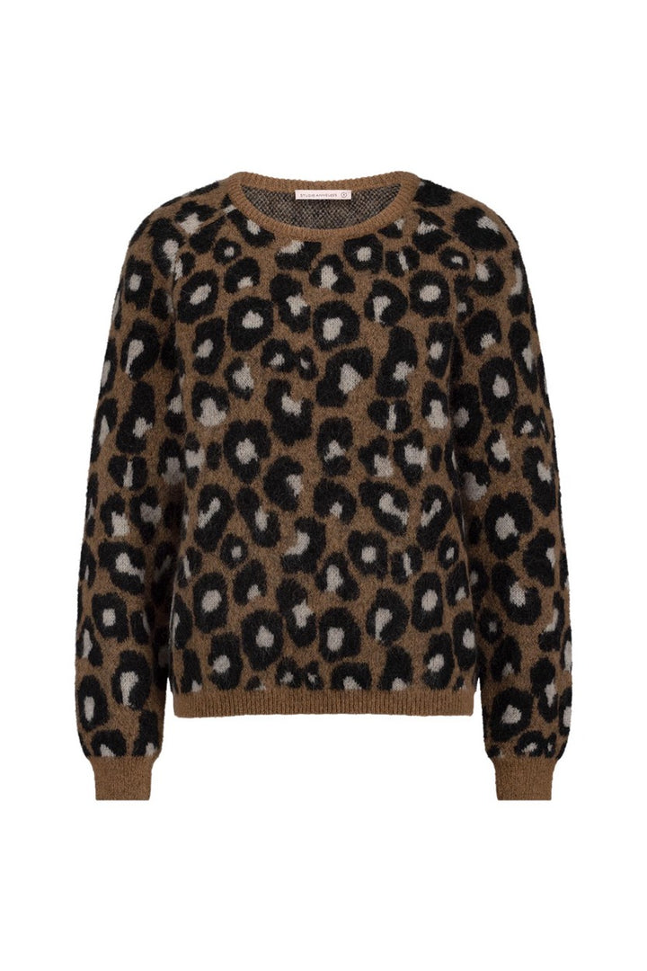 Nino Mohair Leopard Pullover - Bruin Dessin