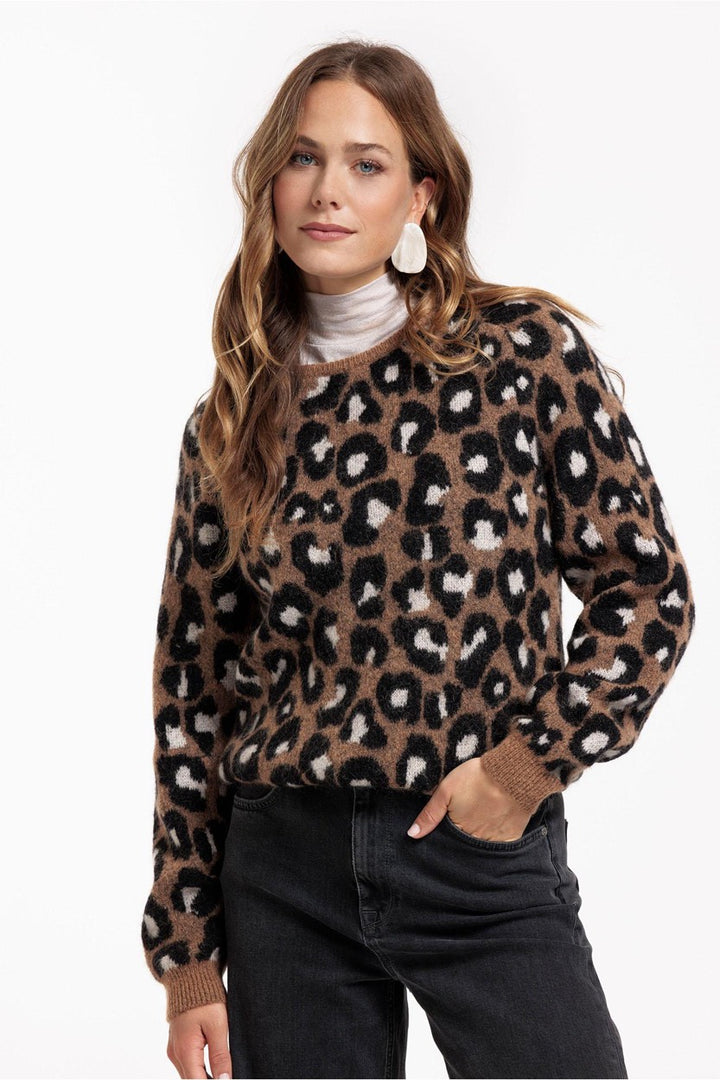 Nino Mohair Leopard Pullover - Bruin Dessin