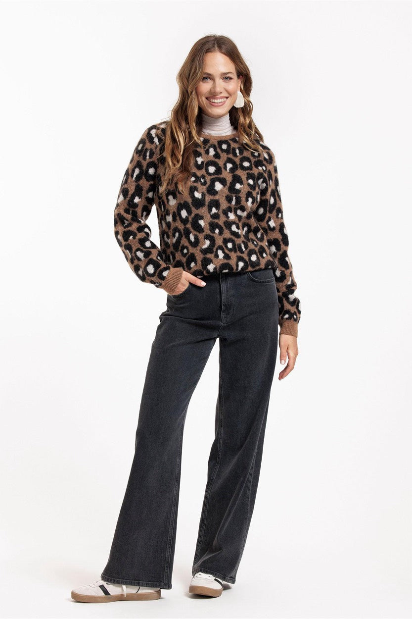 Nino Mohair Leopard Pullover - Bruin Dessin