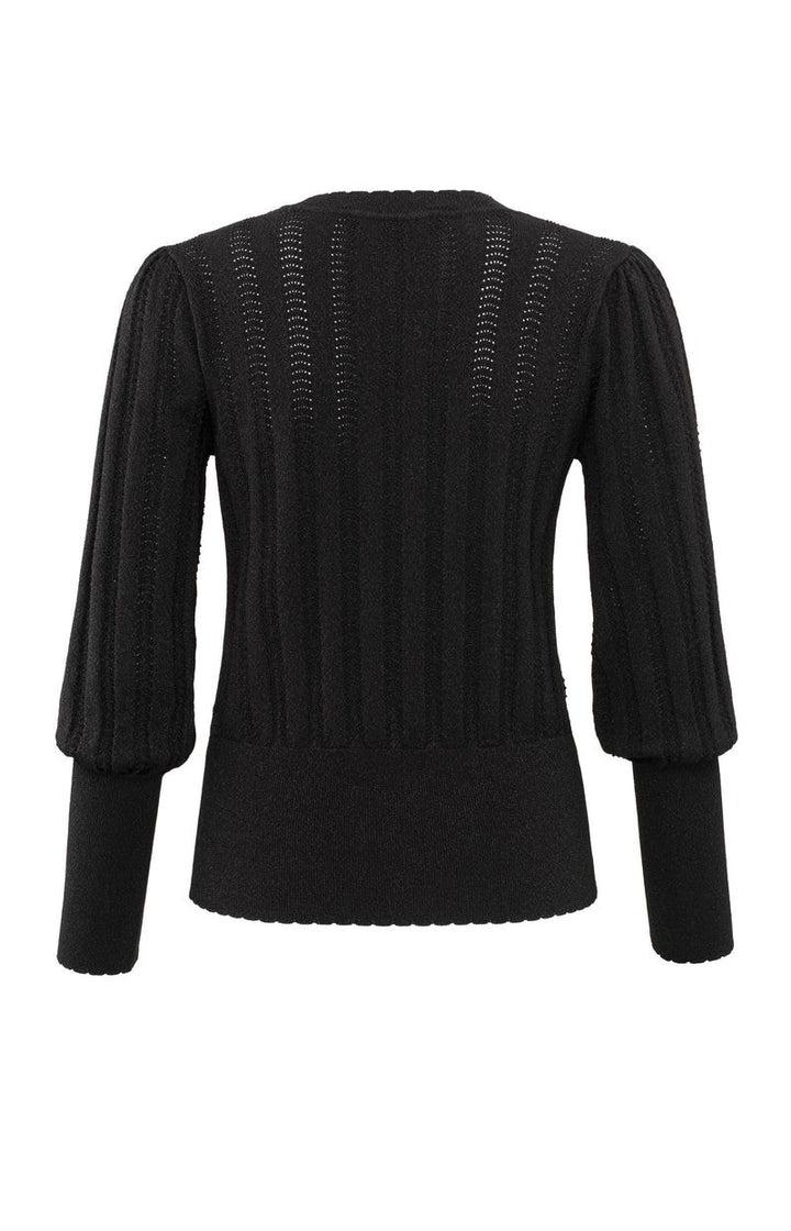 Lurex Pointelle Sweater - Zwart