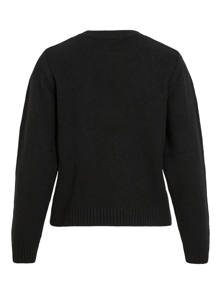 Vilanie O-neck L/s Deco Knit Top - Zwart