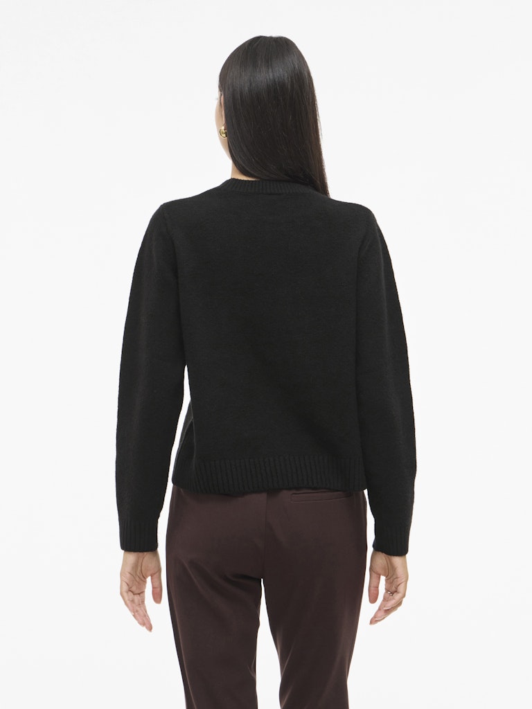 Vilanie O-neck L/s Deco Knit Top - Zwart