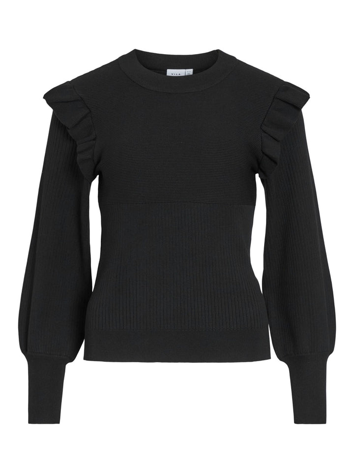 Vineira O-neck L/s Knit Top - Zwart