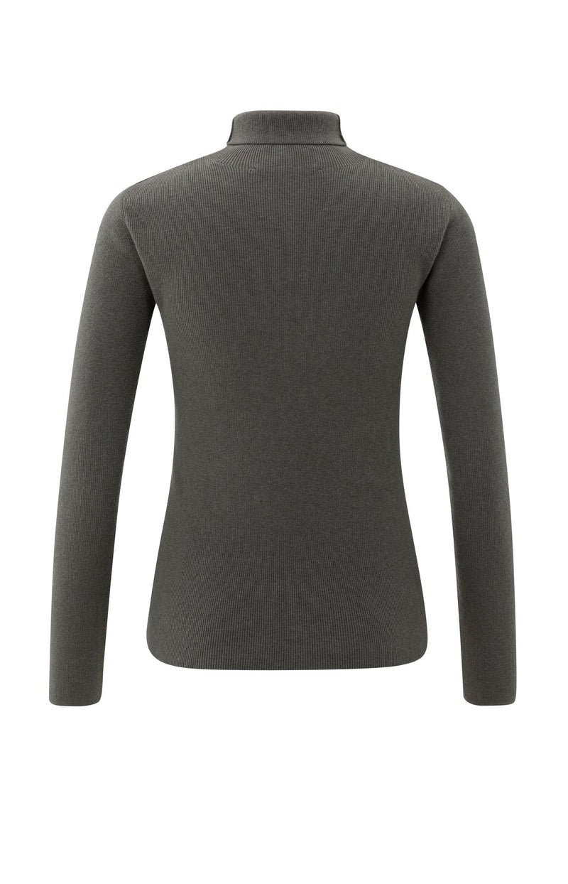 Ribbed Top With Turtleneck - Grijs