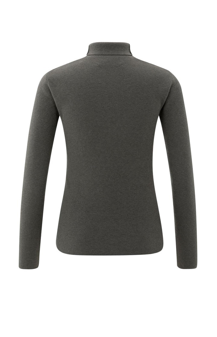 Ribbed Top With Turtleneck - Grijs