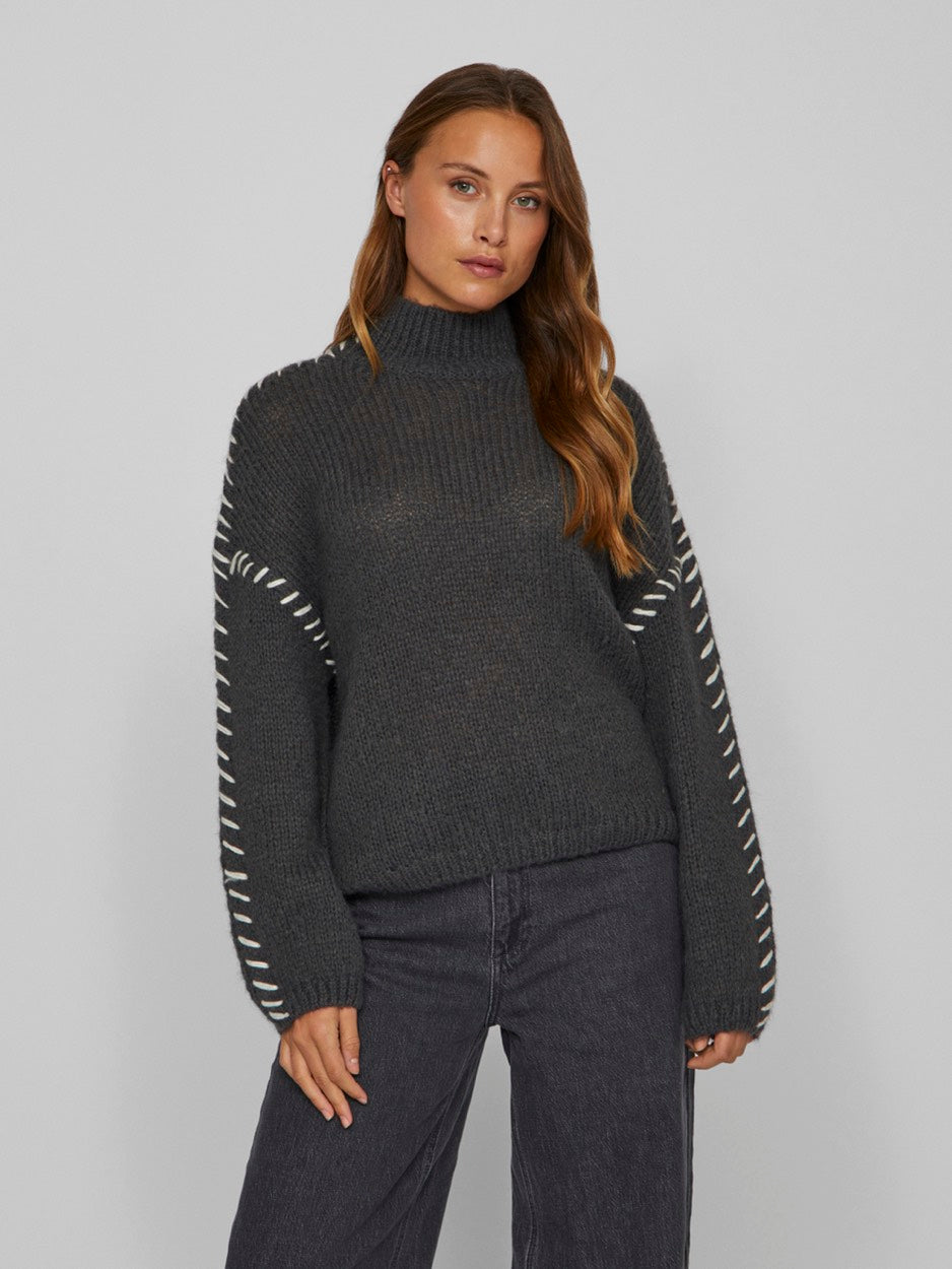 Vichoca New L/s Knit Pullover - Antraciet