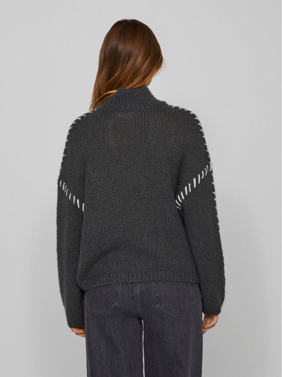 Vichoca New L/s Knit Pullover - Antraciet