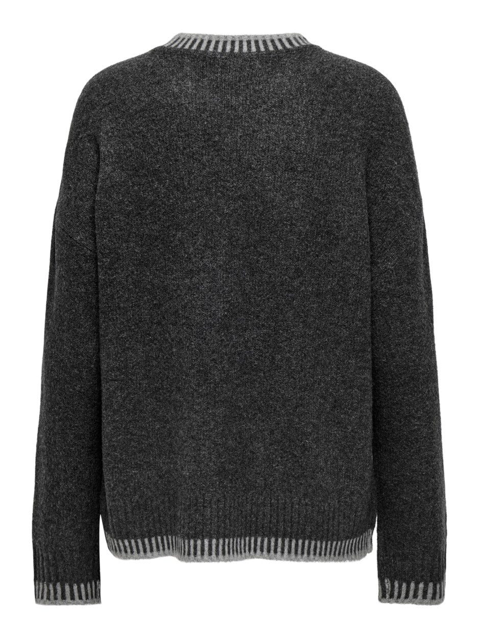 Onlsilma Ls Stitch Mock Neck Knt - Antraciet