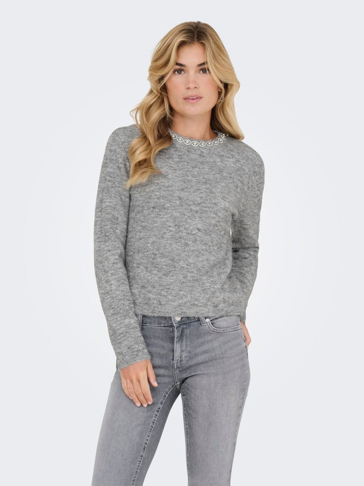 Jdyalva Life L/s Embellish Pullover Knt - Grijs Melee