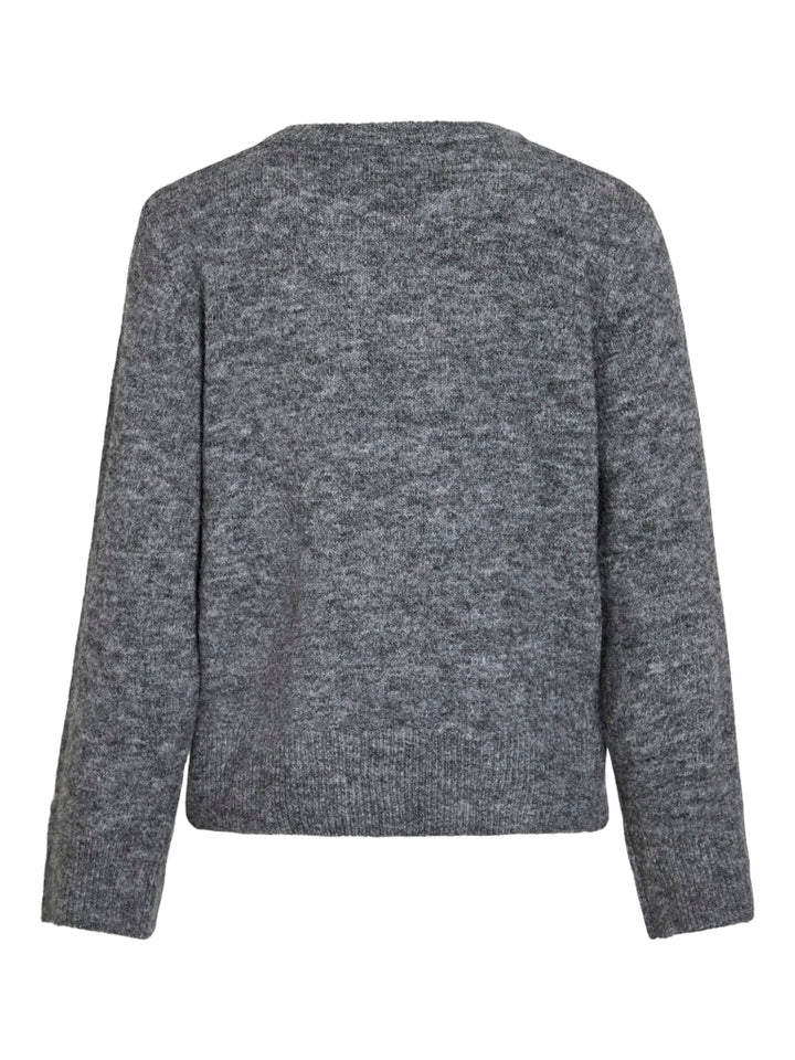 Vimelie O-neck L/s Detail Knit Top/r - Grijs Melee