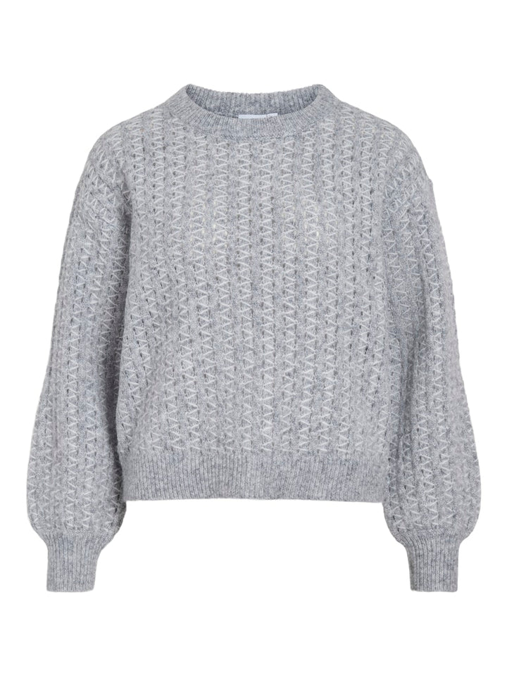 Viryleigh O-neck L/s Knit Top/tes - Grijs Dessin