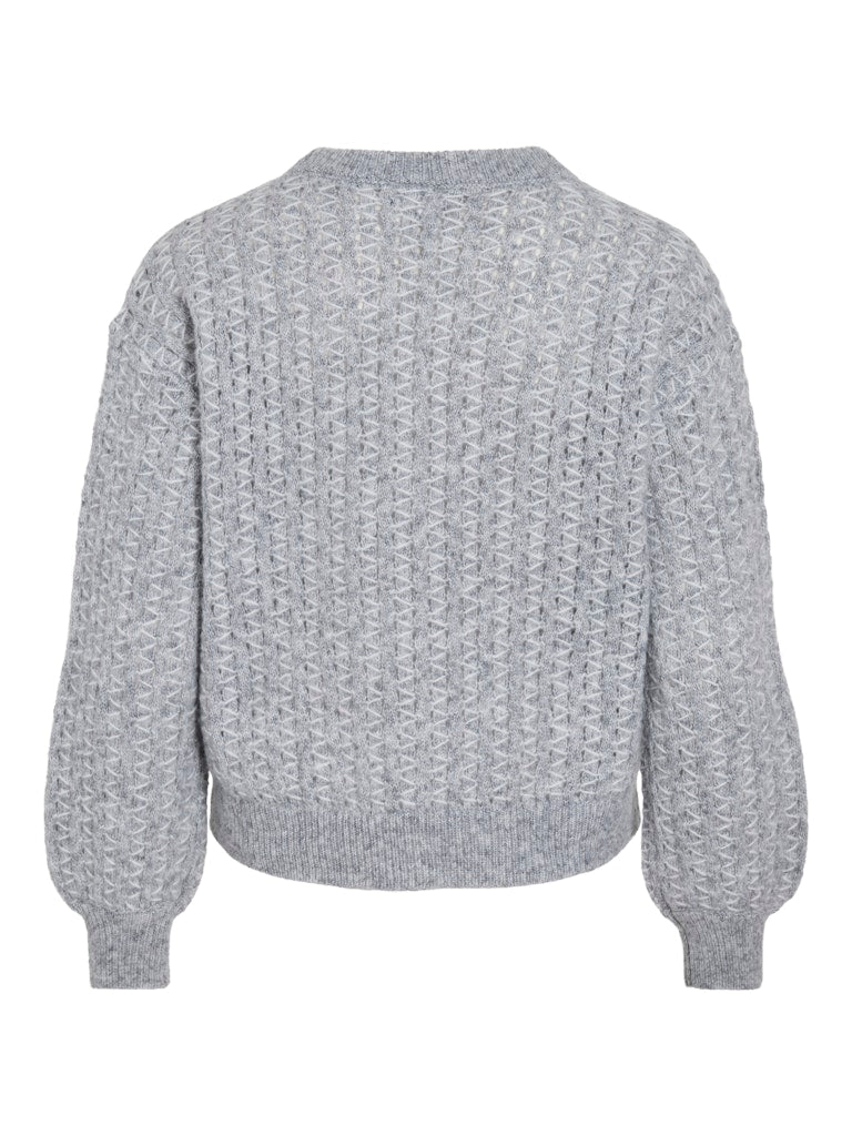 Viryleigh O-neck L/s Knit Top/tes - Grijs Dessin