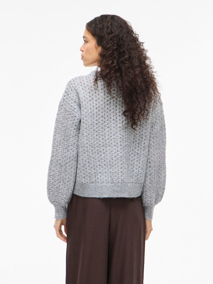 Viryleigh O-neck L/s Knit Top/tes - Grijs Dessin