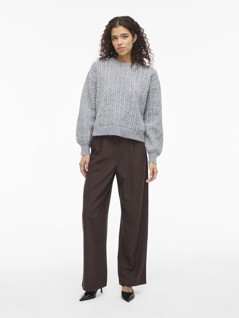 Viryleigh O-neck L/s Knit Top/tes - Grijs Dessin