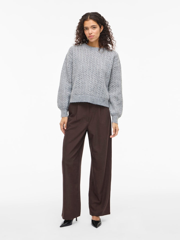 Viryleigh O-neck L/s Knit Top/tes - Grijs Dessin