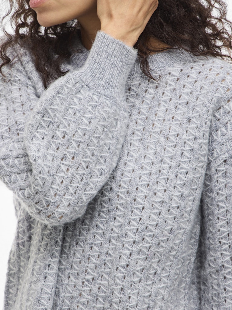 Viryleigh O-neck L/s Knit Top/tes - Grijs Dessin