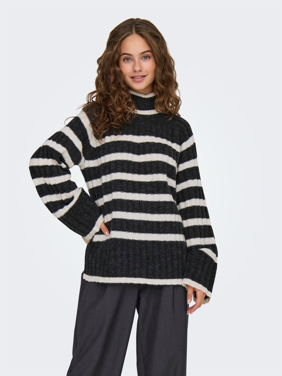 Jdymiley L/s Long Stripe Pullov Knt - Grijs Dessin