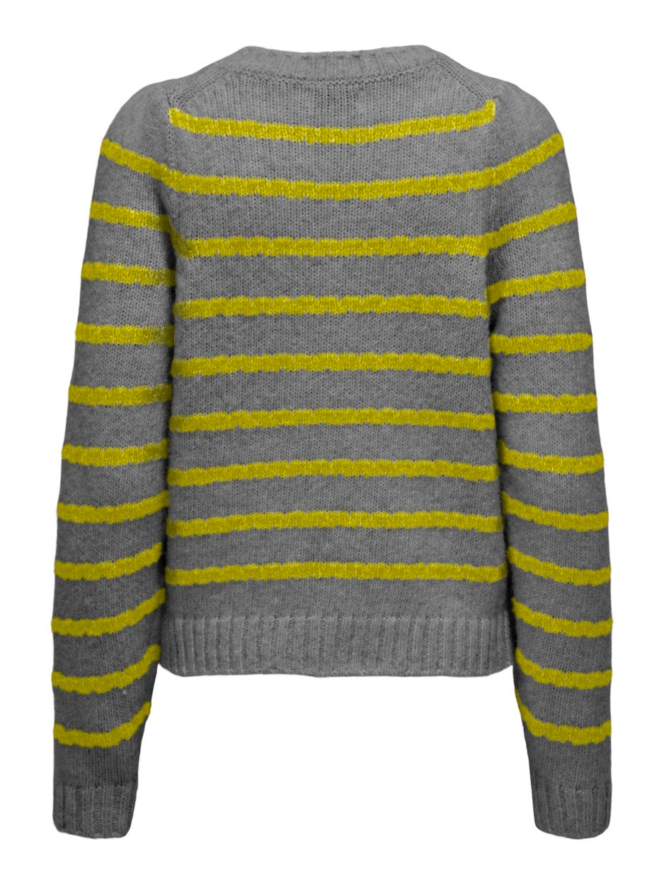 Onlsiloma Life  Stripe Ls O-neck Kn - Grijs Dessin